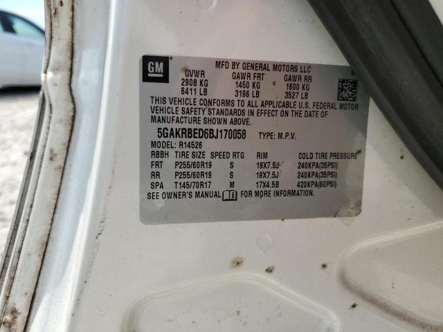 5GAKRBED6BJ170058 - 2011 BUICK ENCLAVE CXL 白色 照片 14