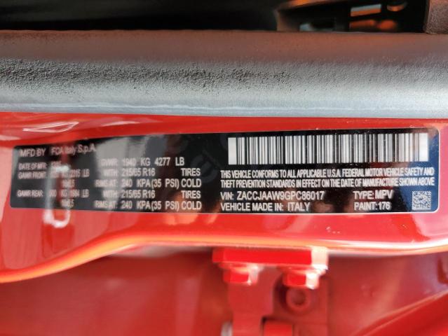 ZACCJAAW9GPC86017 - 2016 JEEP RENEGADE SPORT RED photo 12