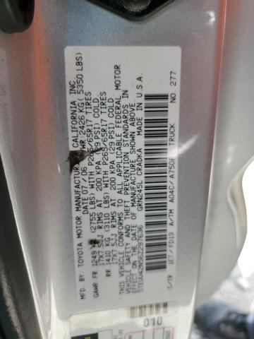 5TEUU42N56Z297636 - 2006 TOYOTA TACOMA ACCESS CAB ვერცხლისფერი ფოტო 12