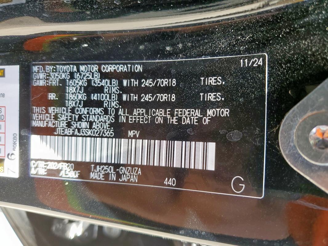 JTEABFAJ3SK027365 - 2025 TOYOTA LAND CRUIS BASE BLACK photo 13