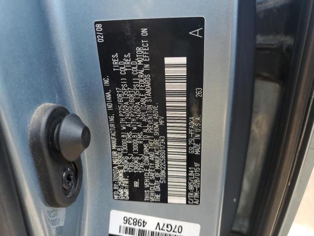 5TDBK22C58S017343 - 2008 TOYOTA SIENNA XLE BLUE photo 13