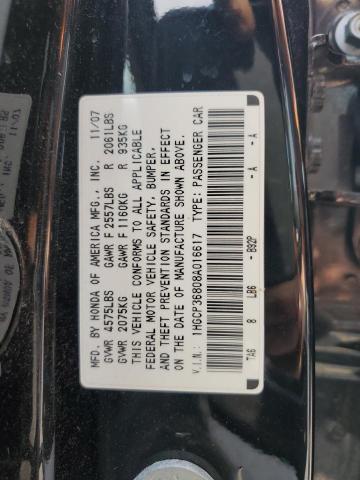 1HGCP36808A016617 - 2008 HONDA ACCORD EXL BLACK photo 12