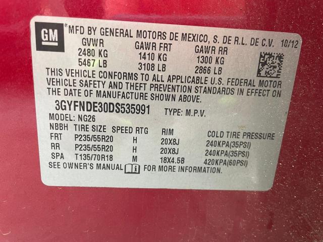 3GYFNDE30DS535991 - 2013 CADILLAC SRX PERFORMANCE COLLECTION Czerwony zdjęcie 10