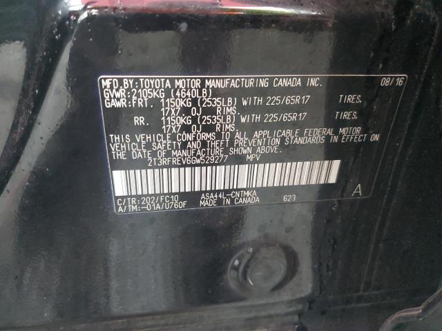 2T3RFREV6GW529277 - 2016 TOYOTA RAV4 XLE BLACK photo 13