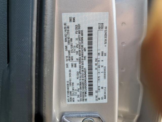 1FMCU0GDXKUA04221 - 2019 FORD ESCAPE SE SILVER photo 12