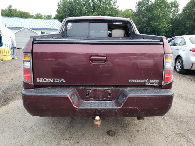 2HJYK16587H526397 - 2007 HONDA RIDGELINE RTL MAROON photo 6