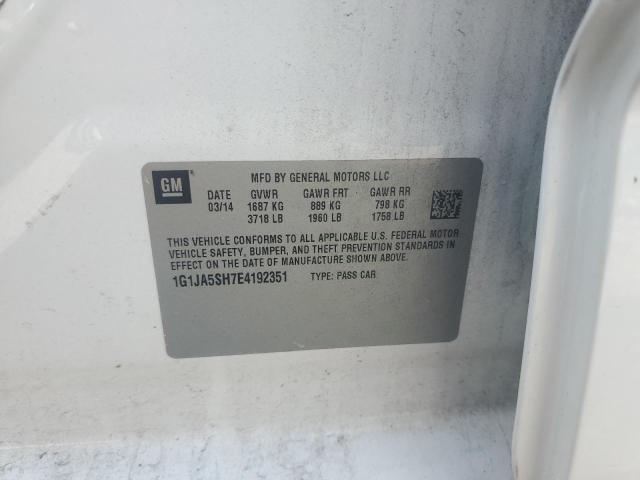 1G1JA5SH7E4192351 - 2014 CHEVROLET SONIC LS WHITE photo 12