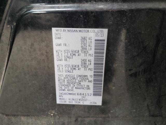 5N1AR2MM6DC684152 - 2013 NISSAN PATHFINDER S 黑色 照片 10