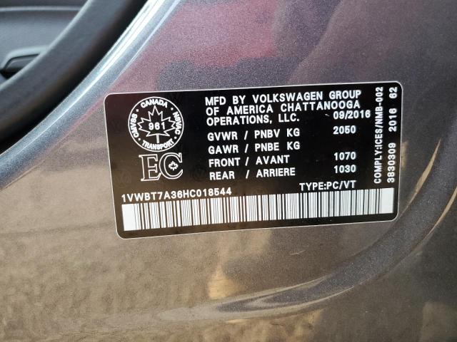 1VWBT7A36HC018544 - 2017 VOLKSWAGEN PASSAT SE 灰色 照片 13