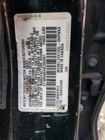 2T1KR38E94C209801 - 2004 TOYOTA COROLLA MA XR BLACK photo 12