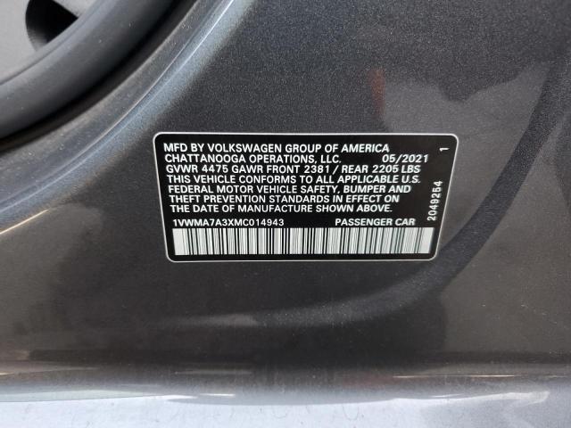 1VWMA7A3XMC014943 - 2021 VOLKSWAGEN PASSAT R-LINE Boz foto 12