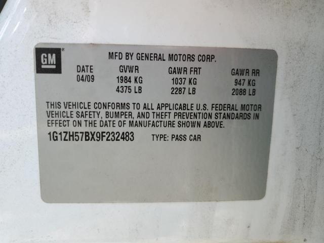 1G1ZH57BX9F232483 - 2009 CHEVROLET MALIBU 1LT 白色 照片 12