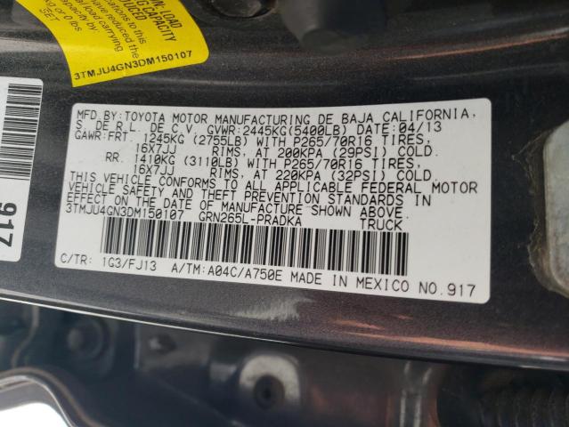 3TMJU4GN3DM150107 - 2013 TOYOTA TACOMA DOUBLE CAB PRERUNNER GRAY photo 13