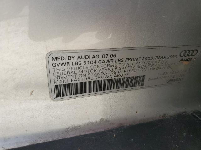 WAUAH74F27N031295 - 2007 AUDI A6 3.2 SILVER photo 12