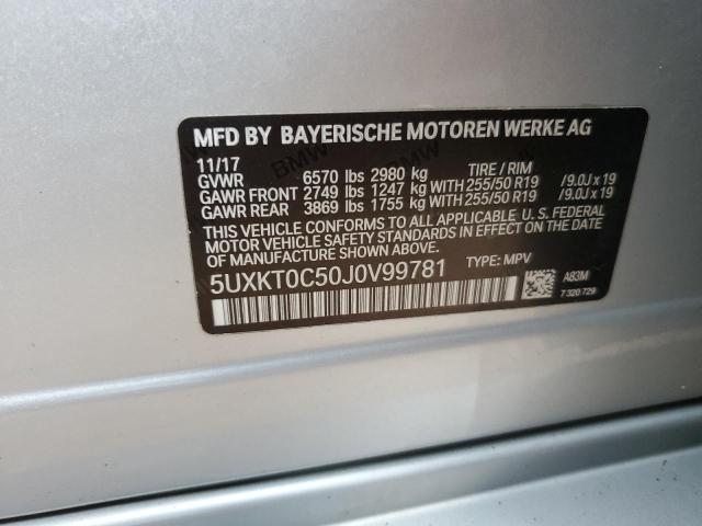 5UXKT0C50J0V99781 - 2018 BMW X5 XDR40E SILVER photo 12