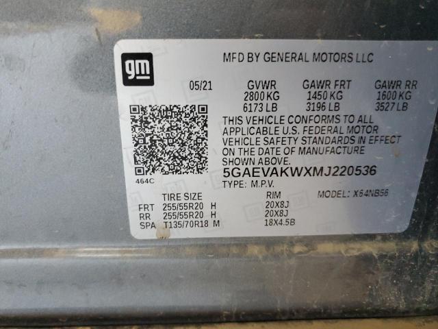 5GAEVAKWXMJ220536 - 2021 BUICK ENCLAVE ESSENCE 灰色 照片 13