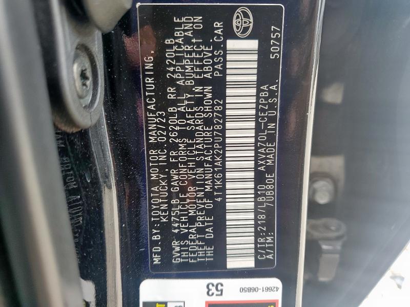 4T1K61AK2PU782782 - 2023 TOYOTA CAMRY XSE შავი ფოტო 12