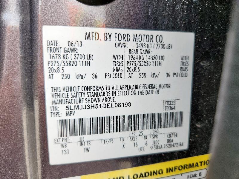 5LMJJ3H51DEL08198 - 2013 LINCOLN NAVIGATOR L 银色 照片 13