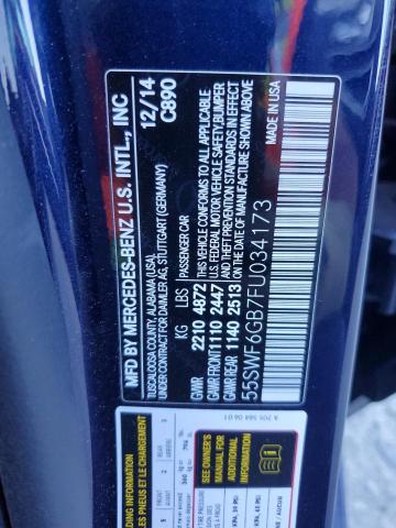 55SWF6GB7FU034173 - 2015 MERCEDES-BENZ C 400 4MATIC BLUE photo 12