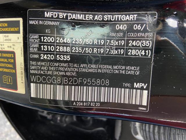 WDCGG8JB2DF955808 - 2013 MERCEDES-BENZ GLK 350 4MATIC BLACK photo 10