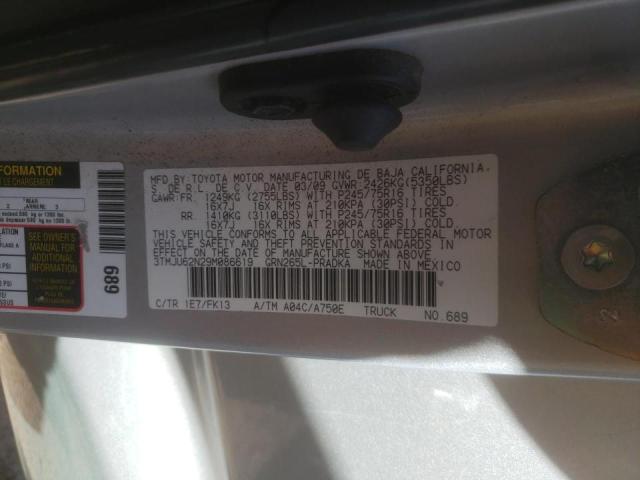 3TMJU62N29M086619 - 2009 TOYOTA TACOMA DOUBLE CAB PRERUNNER SILVER photo 12