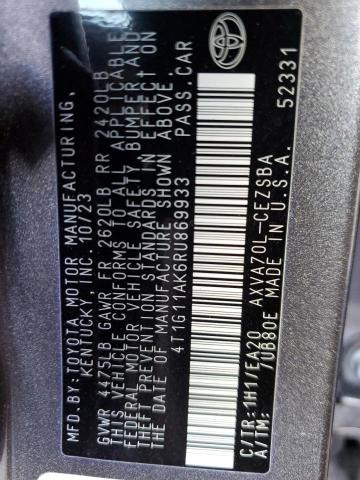 4T1G11AK6RU869933 - 2024 TOYOTA CAMRY SE NIGHT SHADE GRAY photo 12
