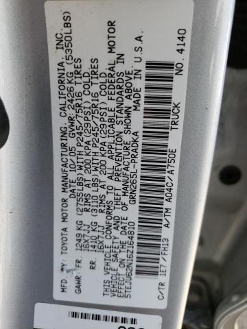 5TEJU62N16Z164810 - 2006 TOYOTA TACOMA DOUBLE CAB PRERUNNER SILVER photo 13