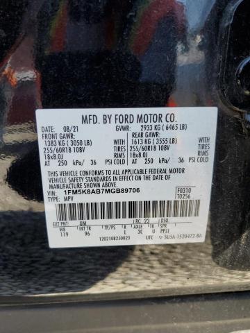 1FM5K8AB7MGB89706 - 2021 FORD EXPLORER POLICE INTERCEPTOR BLACK photo 13