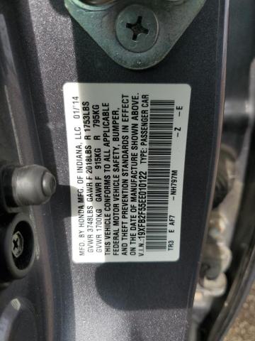 19XFB2F55EE010122 - 2014 HONDA CIVIC LX GRAY photo 12