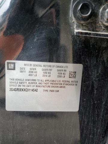 2G4GR5EKXC9114542 - 2012 BUICK REGAL 黑色 照片 12