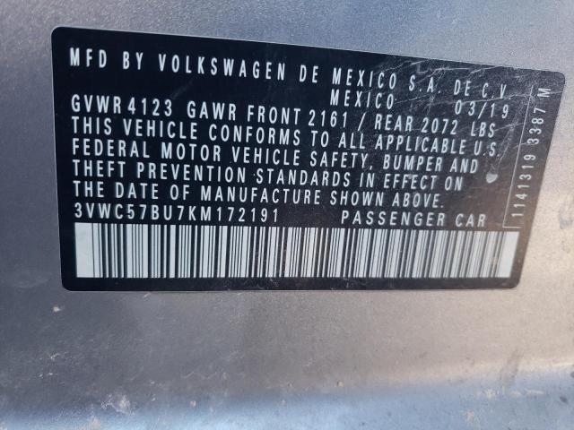 3VWC57BU7KM172191 - 2019 VOLKSWAGEN JETTA S SILVER photo 13