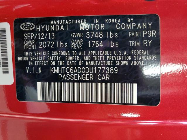 KMHTC6AD0DU177389 - 2013 HYUNDAI VELOSTER RED photo 12