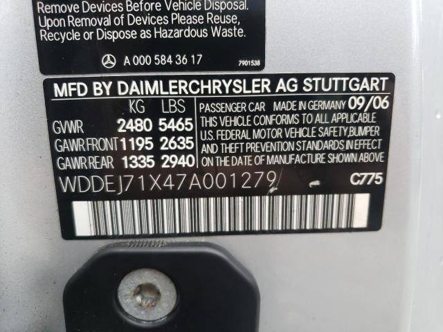 WDDEJ71X47A001279 - 2007 MERCEDES-BENZ CL 550 SILVER photo 12