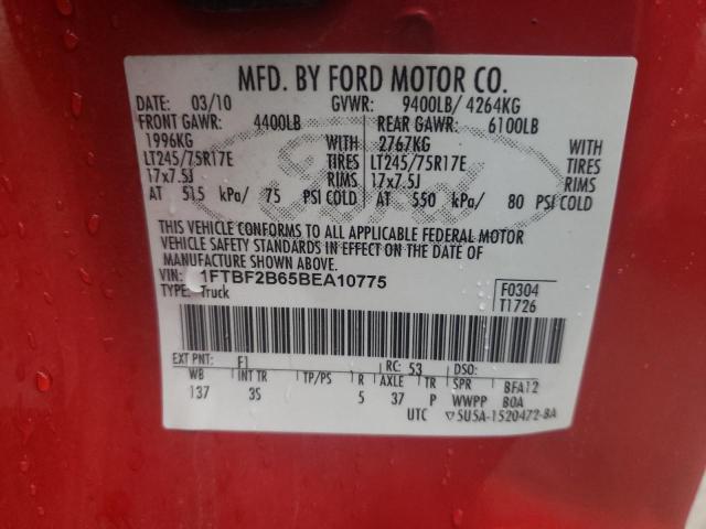 1FTBF2B65BEA10775 - 2011 FORD F250 SUPER DUTY RED photo 13