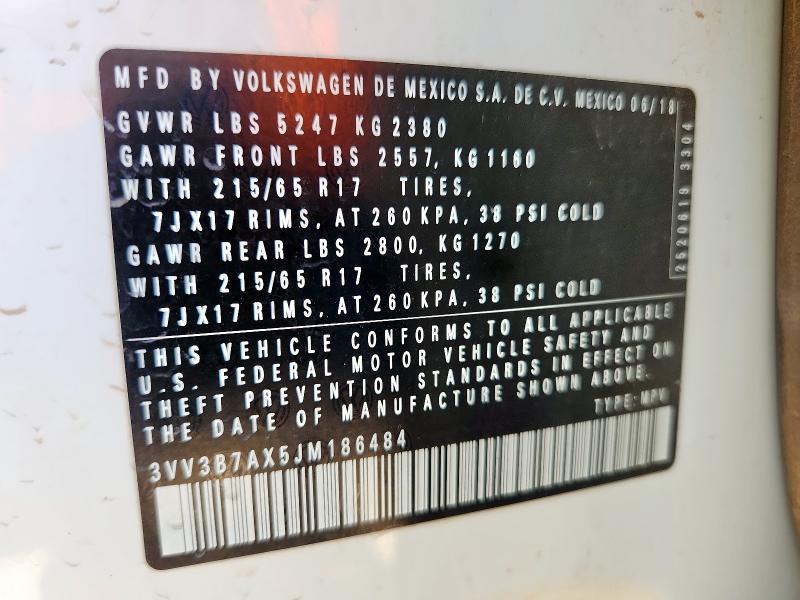 3VV3B7AX5JM186484 - 2018 VOLKSWAGEN TIGUAN SE Weiß Foto 13