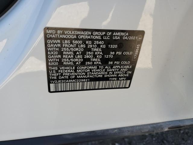 1V2JE2CA9MC229821 - 2021 VOLKSWAGEN ATLAS CROS SE თეთრი ფოტო 12