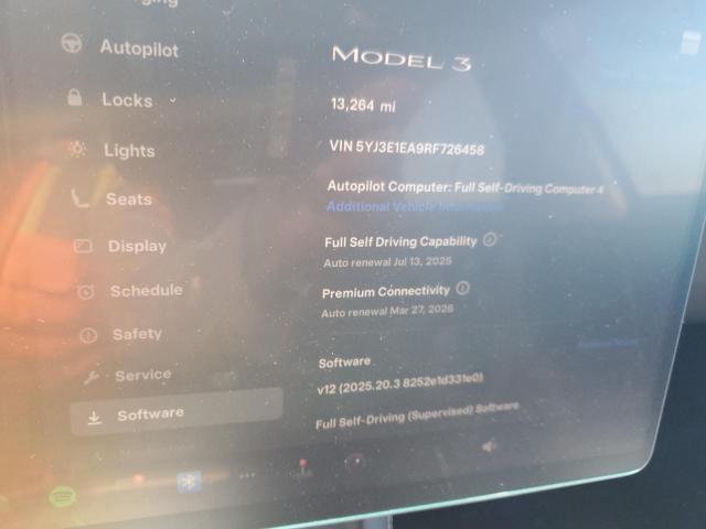 5YJ3E1EA9RF726458 - 2024 TESLA MODEL 3 Сірий фото 9