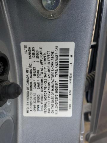 2HGFC2F51JH561547 - 2018 HONDA CIVIC LX Srebrny zdjęcie 12