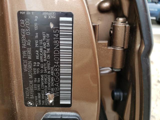 WBAGG83401DN81451 - 2001 BMW 740 I AUTOMATIC BROWN photo 12