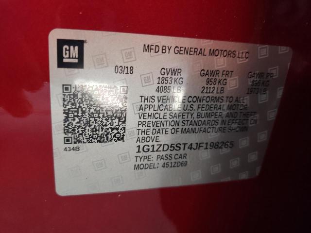 1G1ZD5ST4JF198265 - 2018 CHEVROLET MALIBU LT Бордовий фото 12