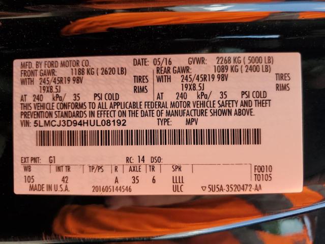 5LMCJ3D94HUL08192 - 2017 LINCOLN MKC RESERVE შავი ფოტო 13