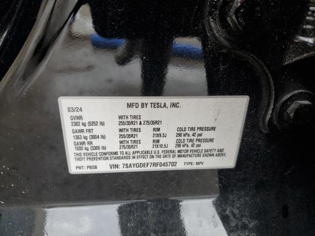 7SAYGDEF7RF045702 - 2024 TESLA MODEL Y Սև լուսանկար 12