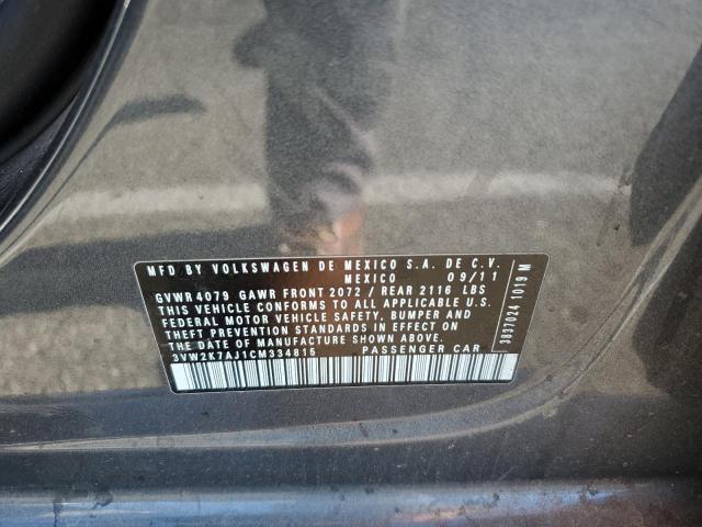 3VW2K7AJ1CM334815 - 2012 VOLKSWAGEN JETTA BASE 石墨色 照片 13