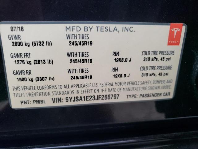 5YJSA1E23JF266797 - 2018 TESLA MODEL S Qara foto 12
