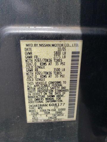 5N1AR18U66C608177 - 2006 NISSAN PATHFINDER LE GRAY photo 13
