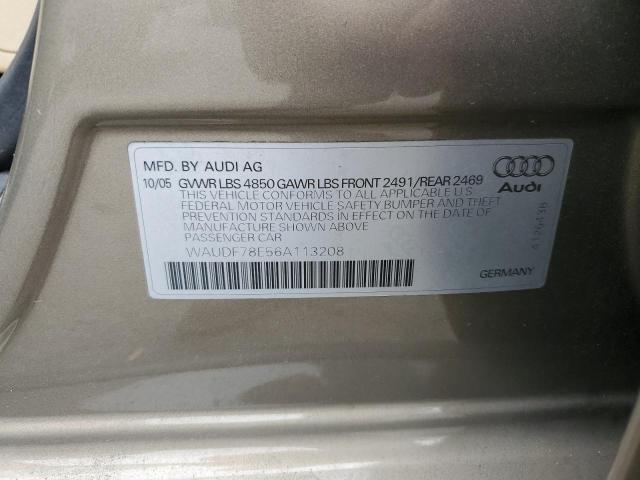 WAUDF78E56A113208 - 2006 AUDI A4 2.0T QUATTRO BEIGE photo 12