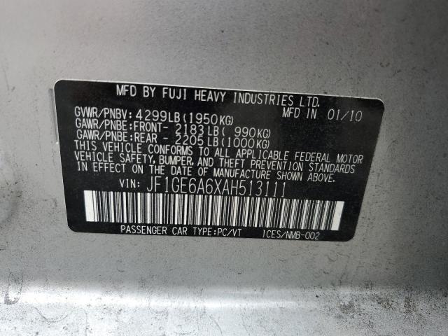 JF1GE6A6XAH513111 - 2010 SUBARU IMPREZA 2.5I SILVER photo 12