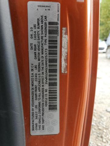 3VWRG3AG3AM025373 - 2010 VOLKSWAGEN NEW BEETLE ORANGE photo 12