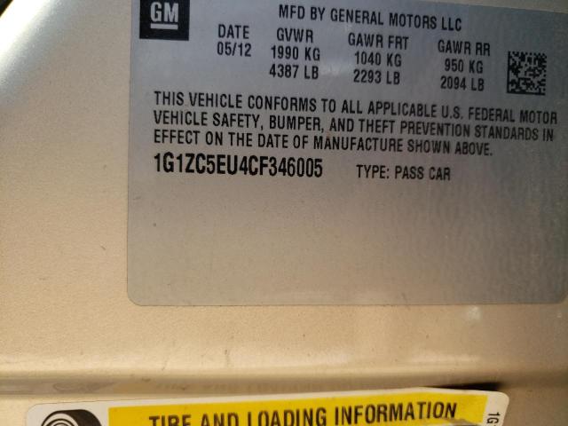 1G1ZC5EU4CF346005 - 2012 CHEVROLET MALIBU 1LT 米色 照片 12