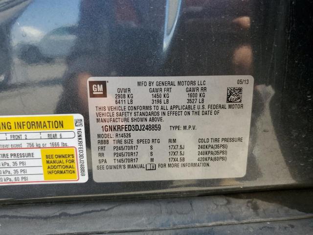 1GNKRFED3DJ248859 - 2013 CHEVROLET TRAVERSE LS GRAY photo 13